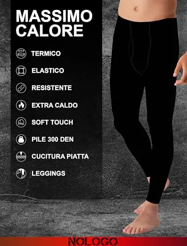 Calzamaglia Termica Uomo in Pile Toronto - Pantaloni Termici Elasticizzati, Sottotuta Moto, Leggins da Lavoro, Collant miniatura 2