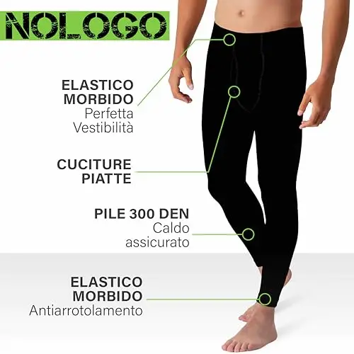 Calzamaglia Termica Uomo in Pile Toronto - Pantaloni Termici Uomo Elasticizzati, Sottotuta Moto, Pantaloni da Lavoro miniatura 2