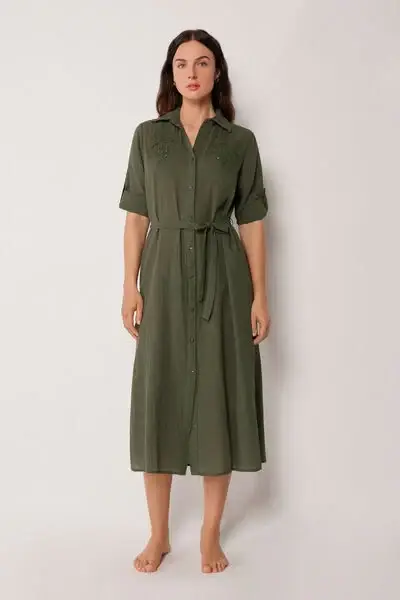 Abito Lungo Chemisier Donna Verde