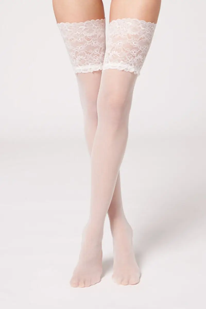 Calzedonia Autoreggenti 20 Denari Opache Donna Avorio Taglia 1/2