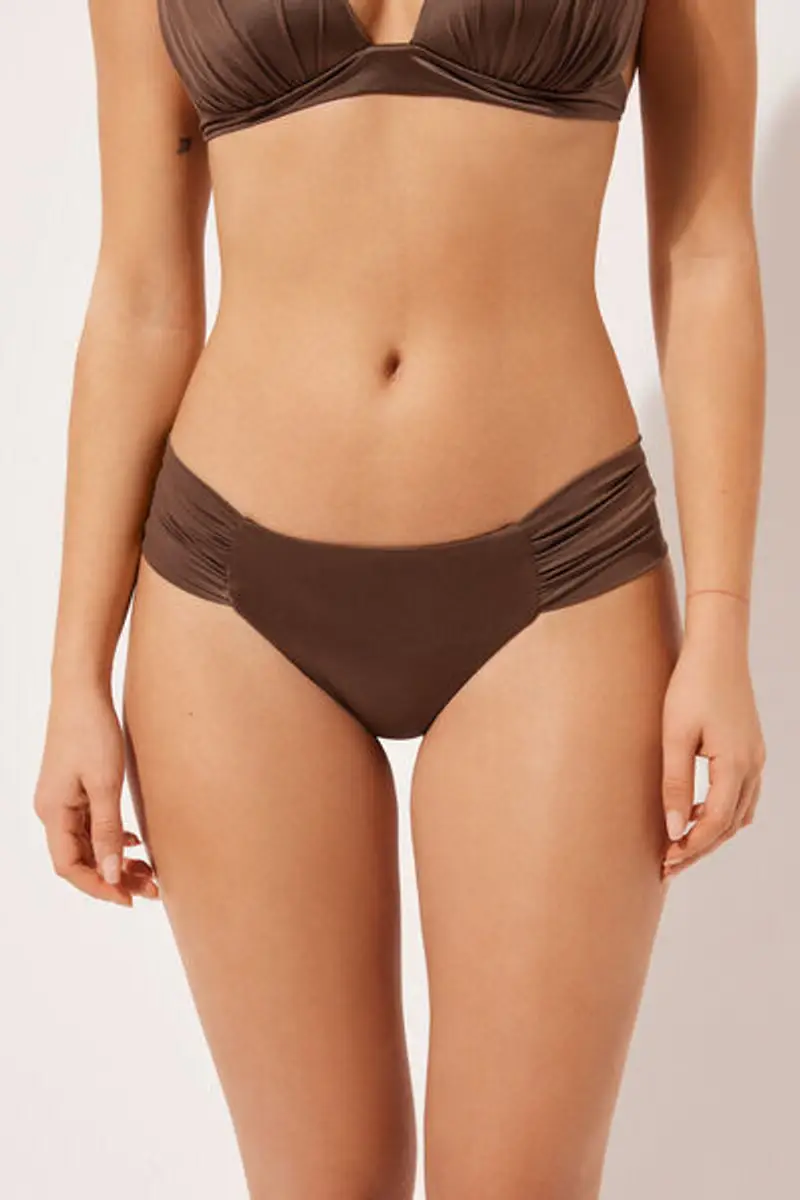 Calzedonia Brasiliana con Drappeggio Costume Shiny Satin Donna Taglia L