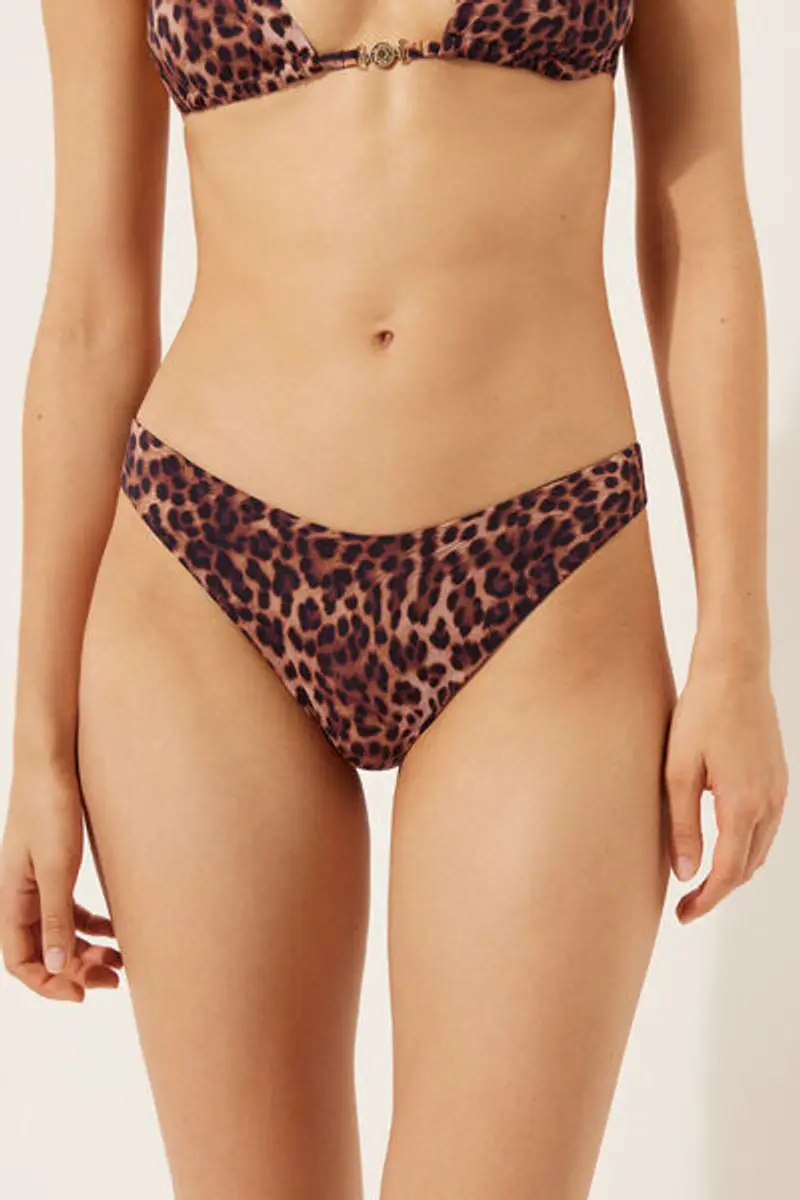 Calzedonia Brasiliana Costume Brown Animalier Donna Taglia M