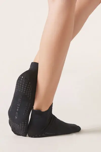 Calze Antiscivolo Pilates Donna Nero