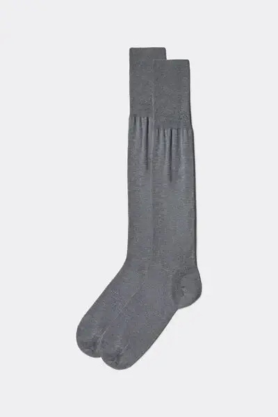 Calze Lunghe in Filo di Scozia Uomo Grigio