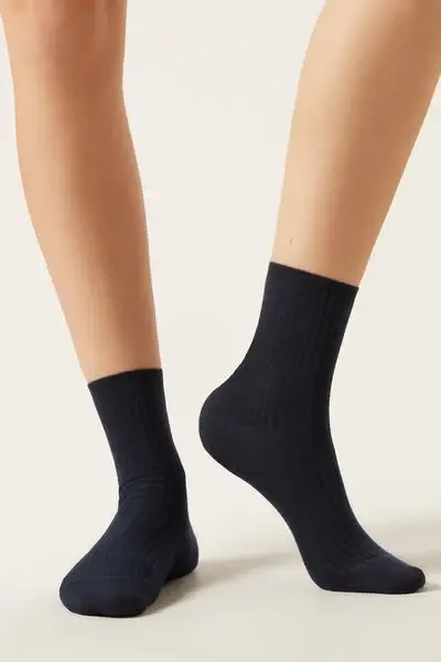 Calzini a Coste Donna Blu