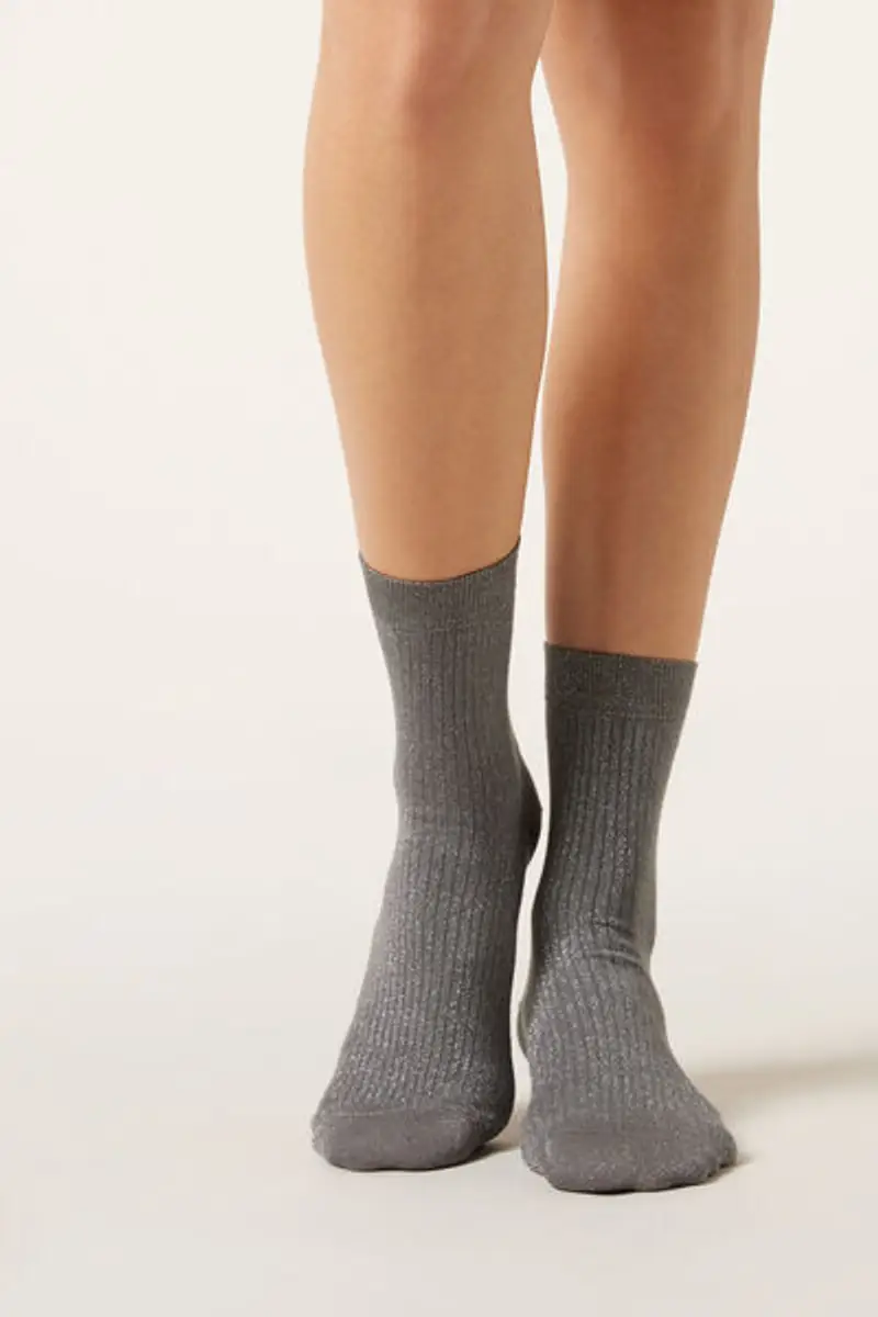 Calzedonia Calzini a Costine Glitter Donna Grigio Taglia TAGLIA UNICA