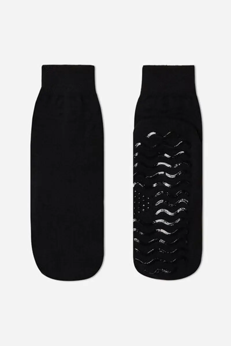 Calzedonia Calzini Antiscivolo in Cotone Corti Uomo Nero Taglia TAGLIA UNICA