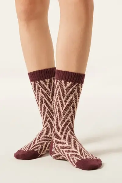 Calzini Chevron con Glitter Donna Multicolore