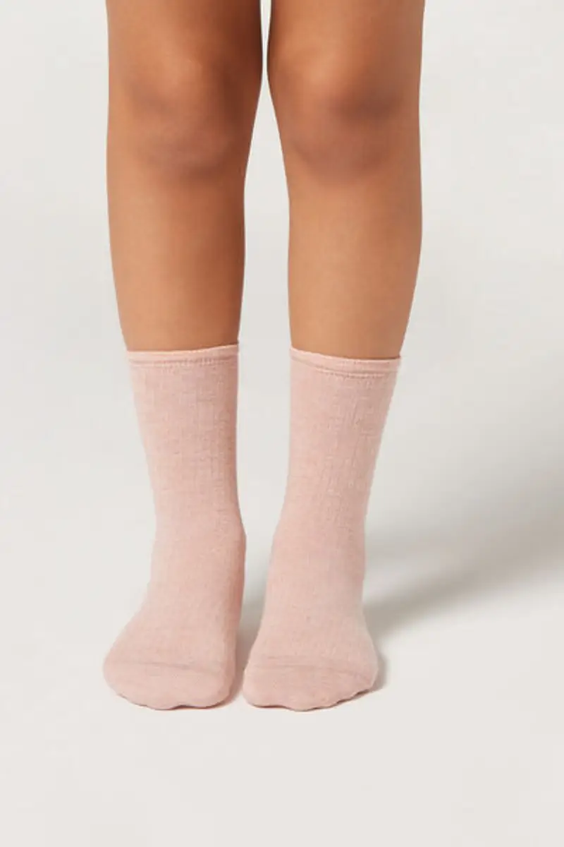 Calzedonia Calzini con Cashmere e Glitter Bambina Unisex Rosa Chiaro Taglia 29-32