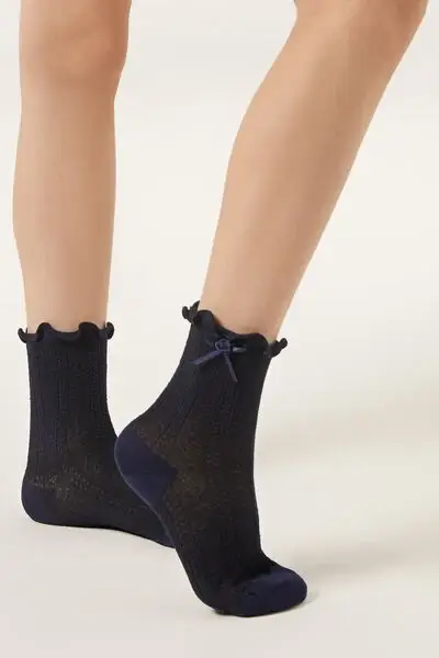 Calzini con Fiocchetto Bambina Unisex Nero