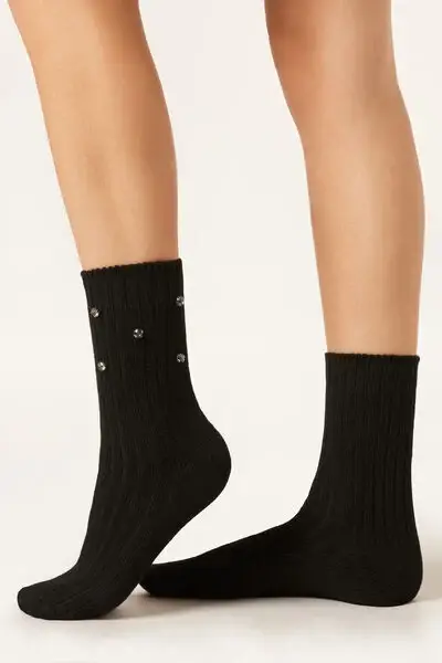 Calzini con Pietre Donna Nero