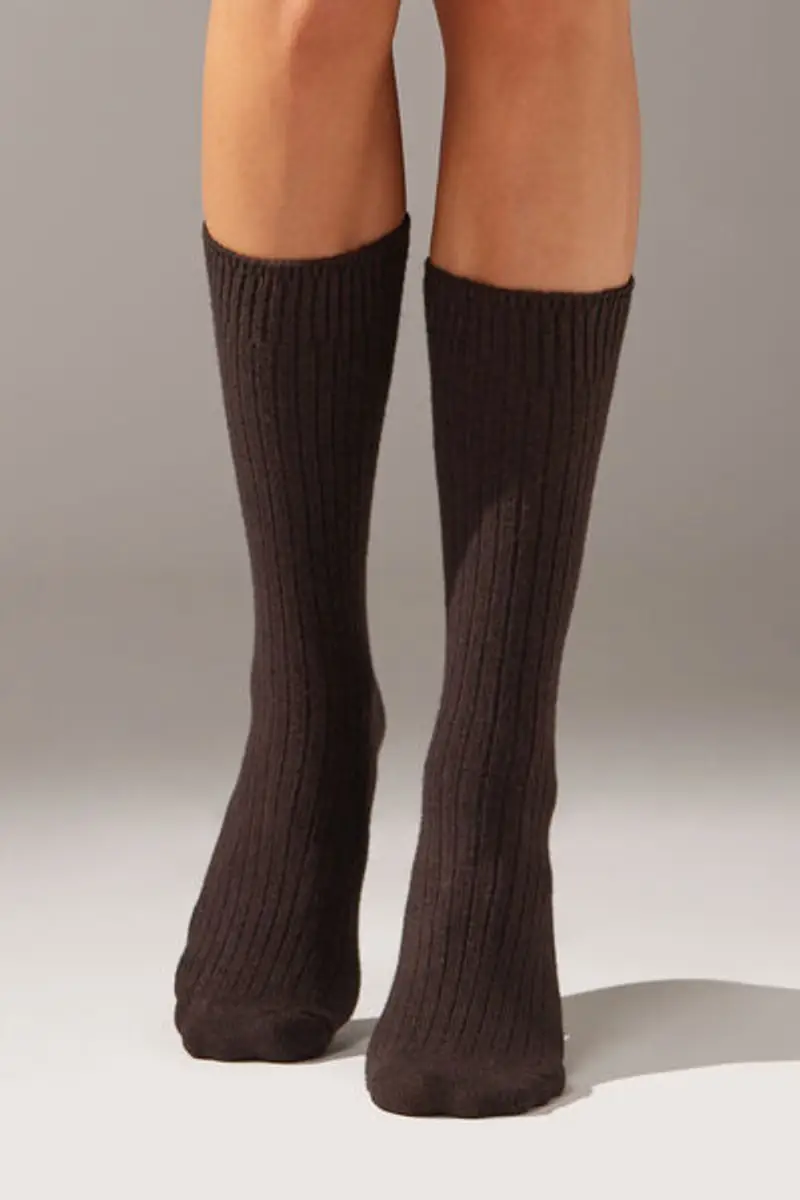 Calzedonia Calzini Corti a Coste con Lana e Cashmere Donna Taglia TAGLIA UNICA