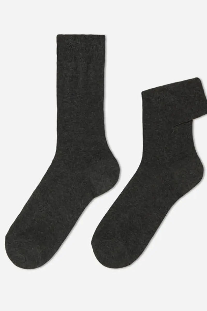 Calzedonia Calzini Corti con Cashmere Uomo Grigio Taglia 40-41