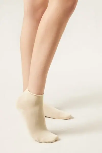 Calzini Corti Senza Elastico in Cotone Donna Giallo