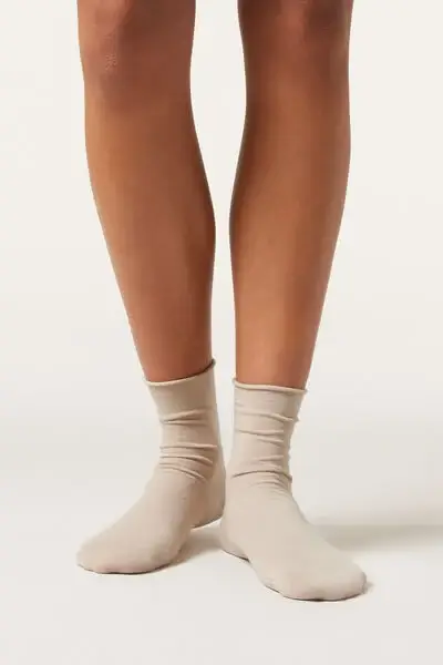 Calzini Corti Senza Elastico in Cotone Donna Naturale