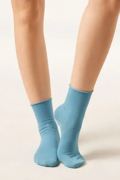 Calzini Corti Senza Elastico in Cotone Donna