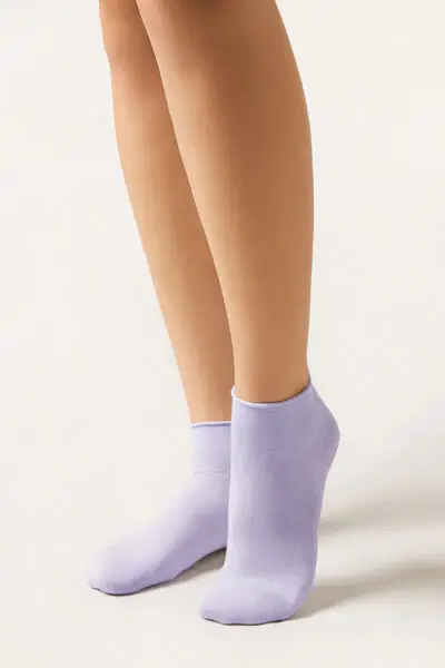 Calzini Corti Senza Elastico in Cotone Donna Viola