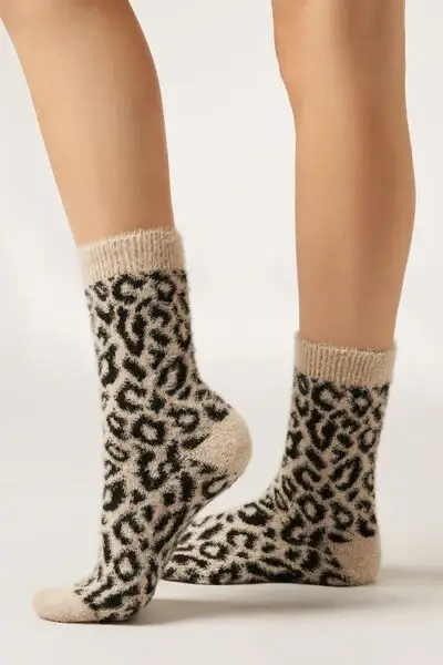 Calzini Effetto Pelliccetta Animalier Donna Stampa