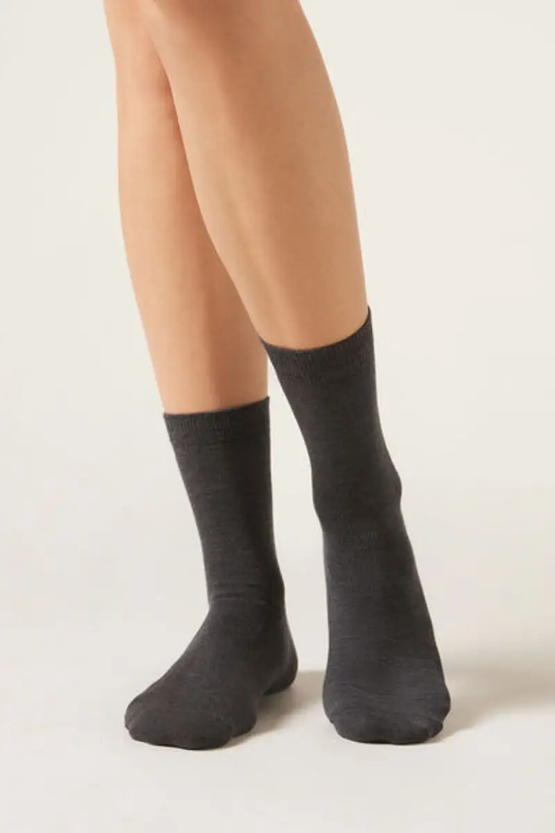 Calzedonia Calzini in Lana e Cotone Donna Grigio Taglia TAGLIA UNICA
