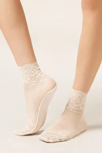 Calzini Tulle e Pizzo Donna Naturale