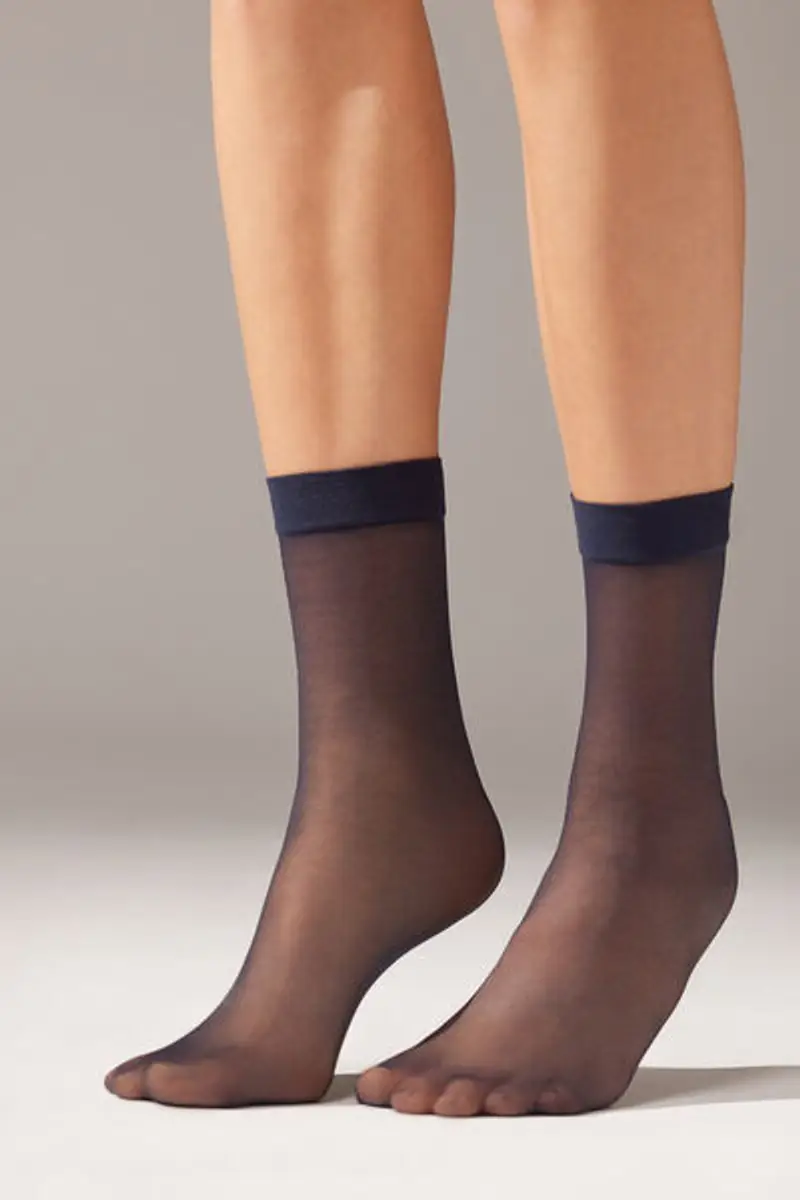 Calzedonia Calzini Velati 20 Denari Donna Blu Taglia TU