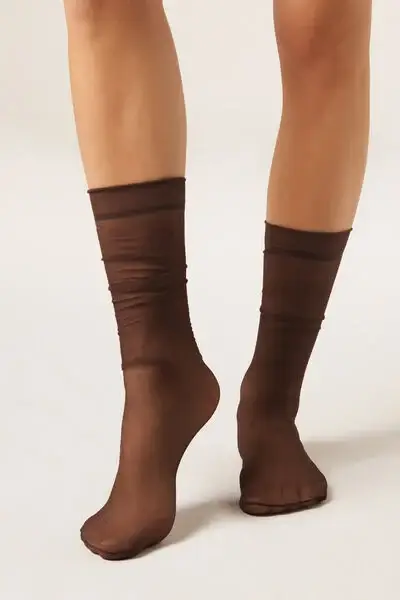 Calzedonia Calzonia Calzini Velati Donna Marrone 20 Denari