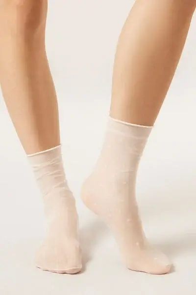 Calzedonia Calzini Velati Pois Donna Bianco