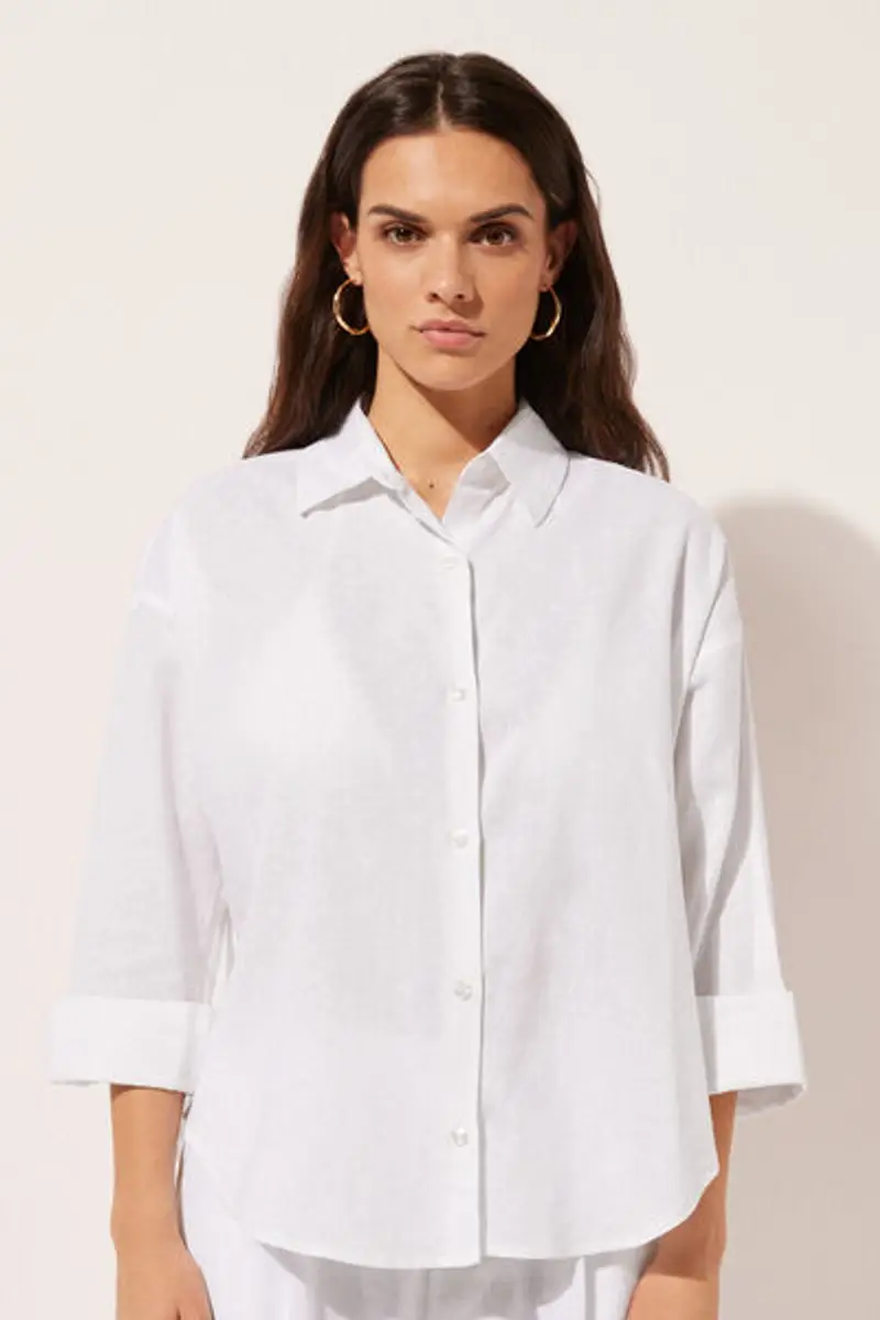 Camicia Corta Lino e Viscosa Donna