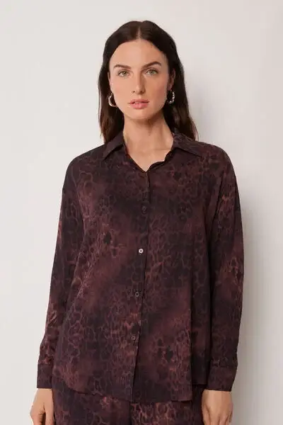 Camicia Dark Animalier Donna Marrone