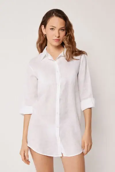 Camicia in Lino Donna Bianco