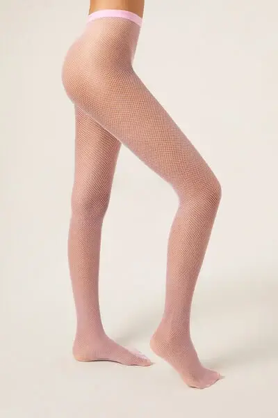 Collant a Rete Piccola Donna Rosa