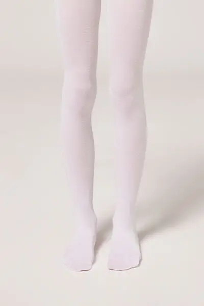 Collant Coprente 70 Denari Glitter da Bambina Bambina Bianco