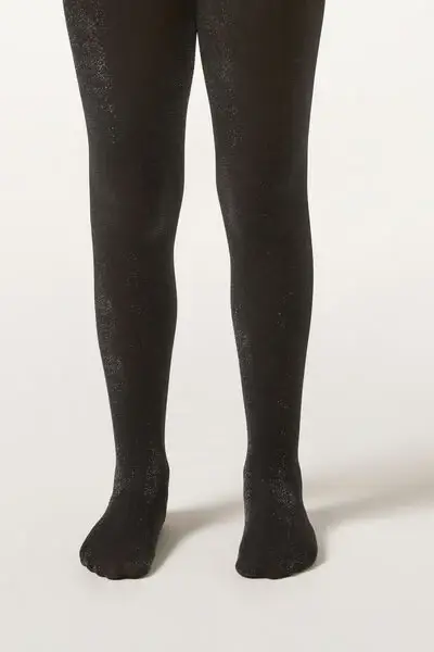 Collant Coprente 70 Denari Glitter da Bambina Bambina Nero