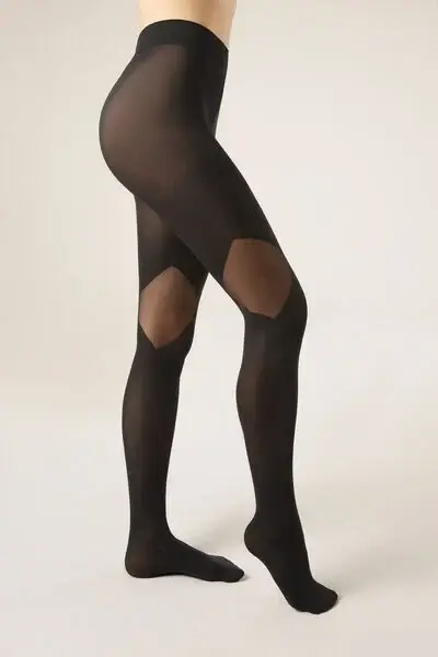 Calzedonia Collant Coprenti Donna Nero con Inserti Velati