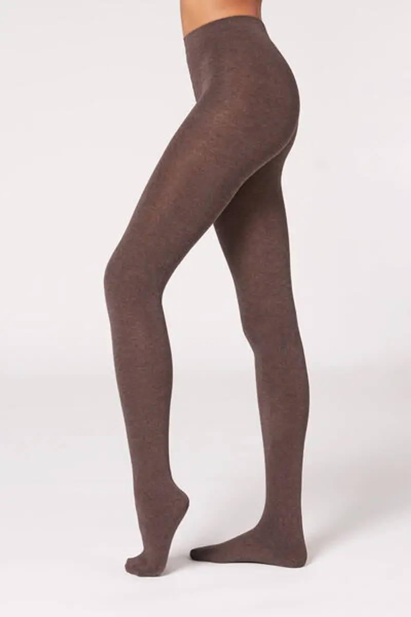 Calzedonia Collant Morbido In Misto Modal E Cashmere Donna Marrone Taglia 1/2