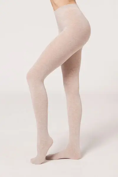 Collant Morbido In Misto Modal E Cashmere Donna Naturale