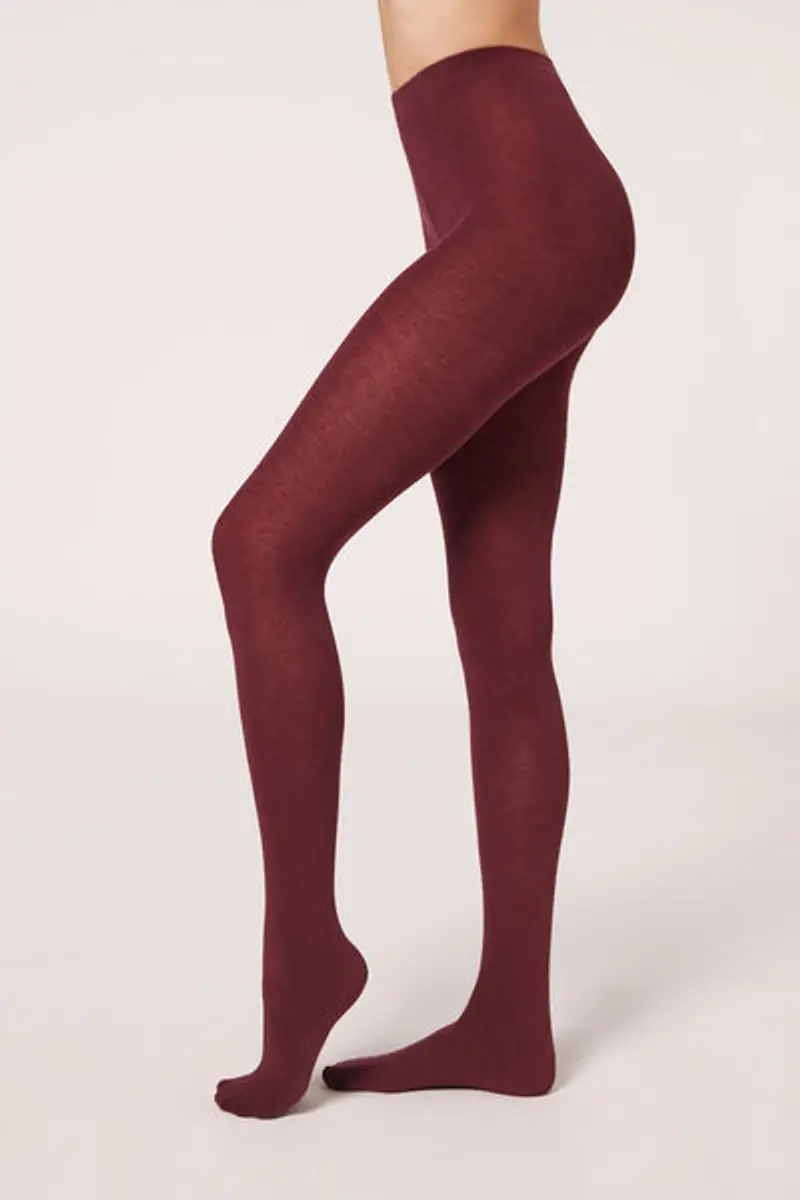 Calzedonia Collant Morbido In Misto Modal E Cashmere Donna Rosso Taglia 1/2