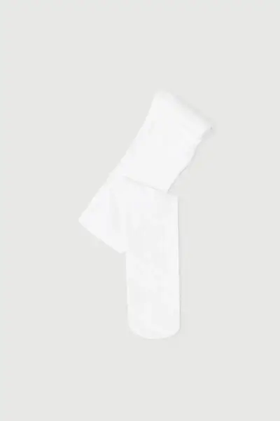 Collant Opachi in Cashmere Bambina Bambina Bianco ANNI