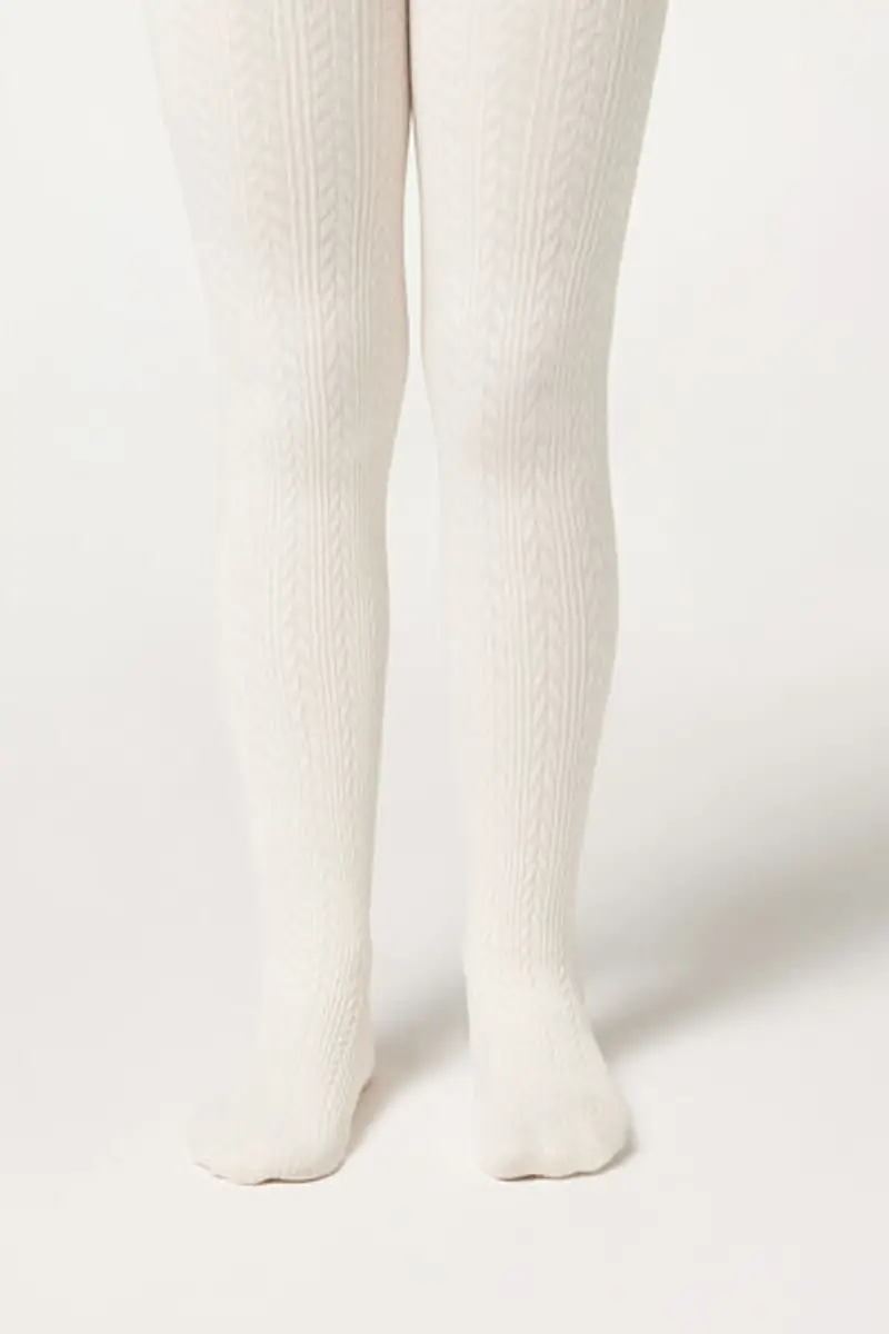 Calzedonia Collant Termici con Trecce Bambina Bambina Taglia 2-4 ANNI