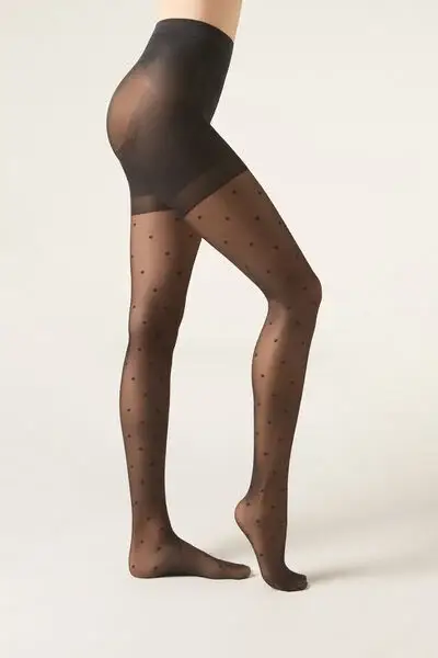 Collant Velati Strong Sculpt 30 denari Pois Donna Nero