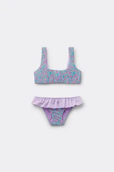 Costume Due Pezzi Bambina Floral Vichy Bambina Stampa