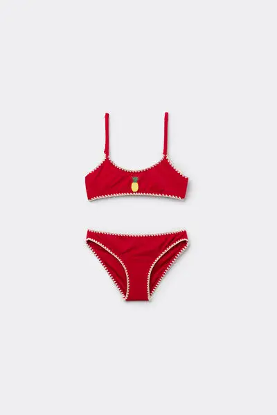 Costume Due Pezzi Bambina Mini Fruit Bambina Rosso