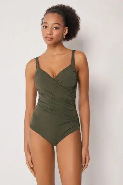 Costume Intero Contenitivo Elegant Draping Donna Verde