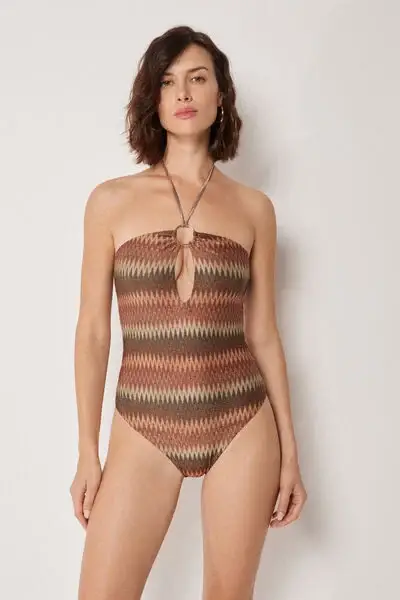 Costume Intero Golden Chevron Donna Marrone