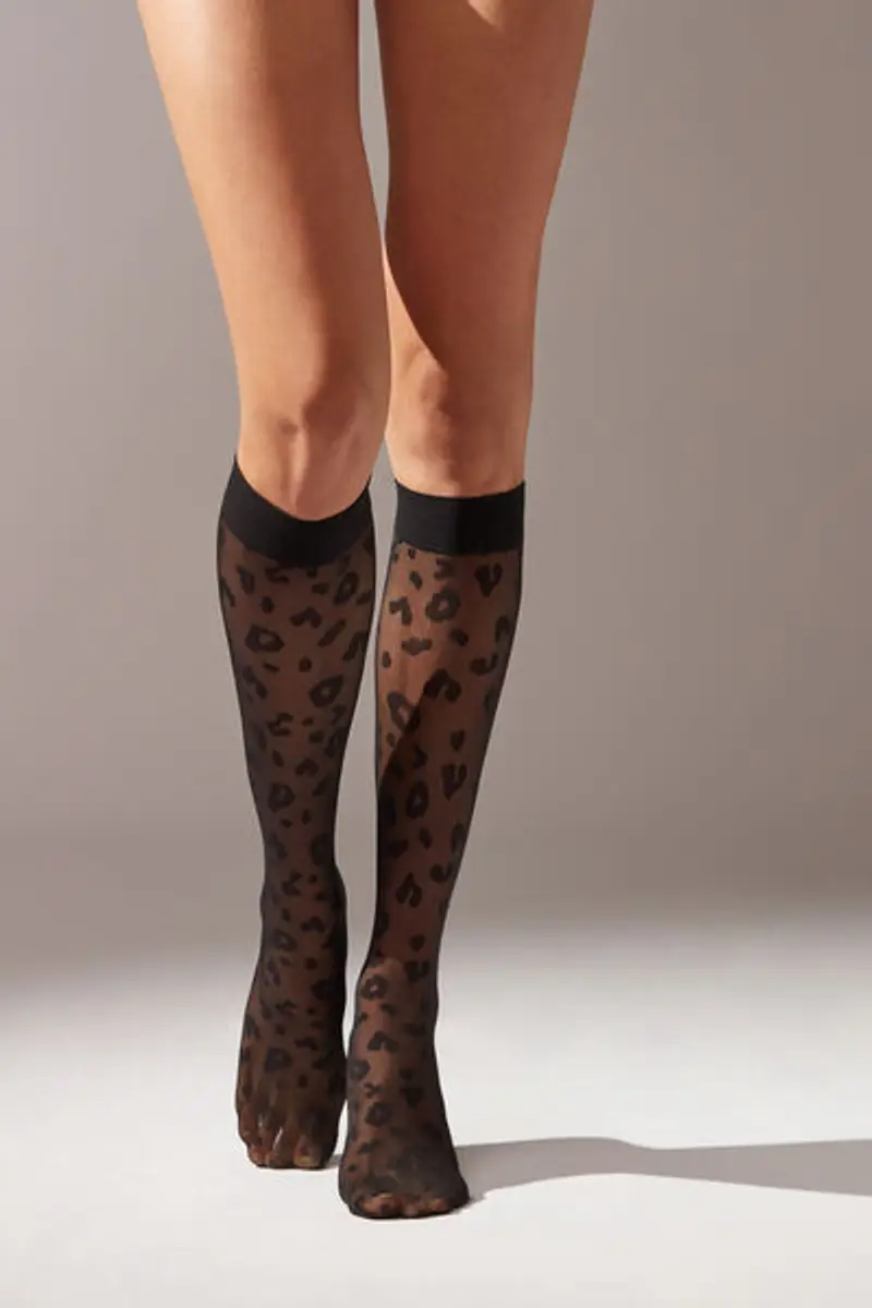 Calzedonia Gambaletti Velati in Fantasia Animalier Donna Taglia TAGLIA UNICA
