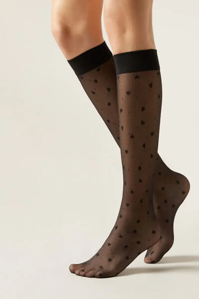 Calzedonia Gambaletti Velati Pois e Cuori Donna Taglia TAGLIA UNICA