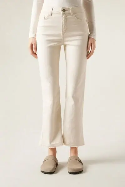 Jeans a Zampa Cropped Donna Bianco