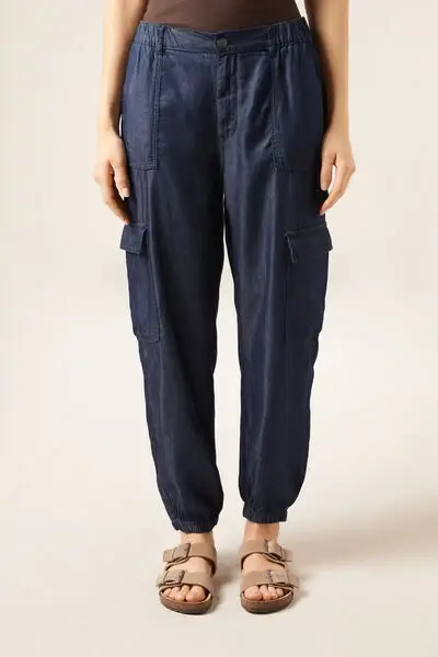 Jeans Cargo Ultralight Donna Blu