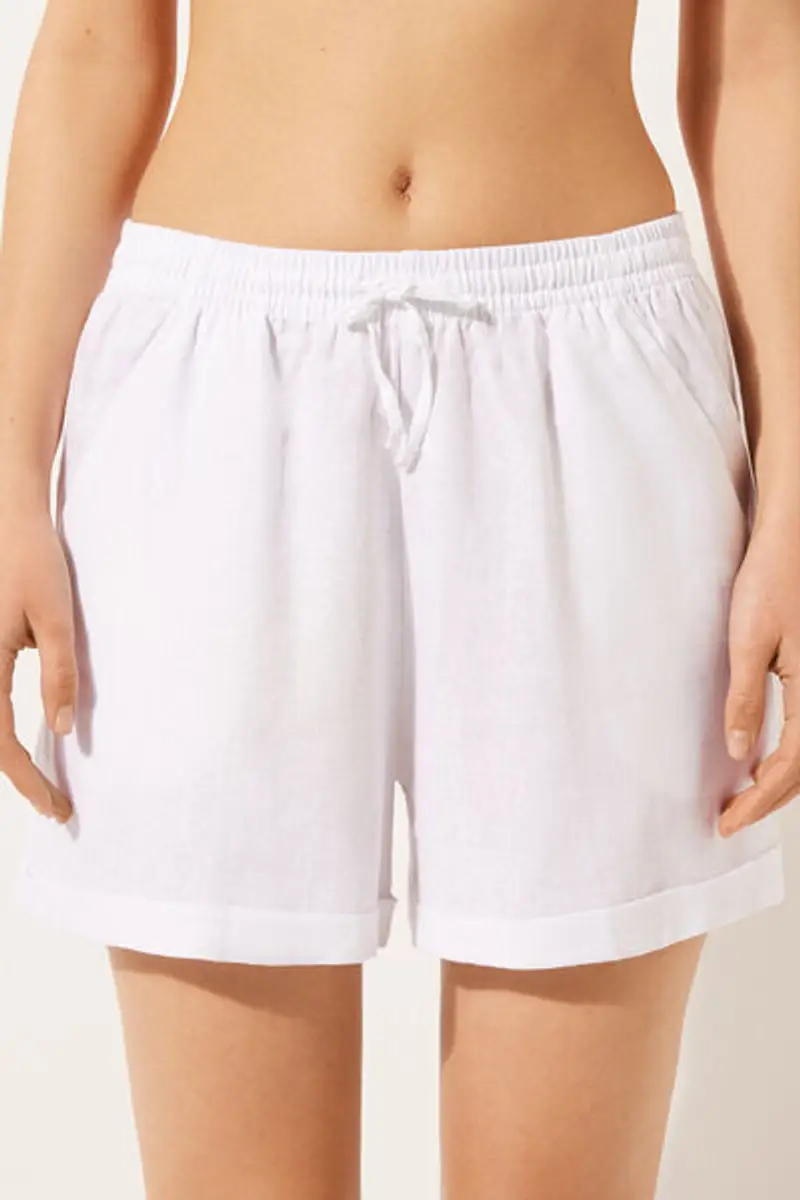 Pantaloncini Corti in Lino e Viscosa Donna