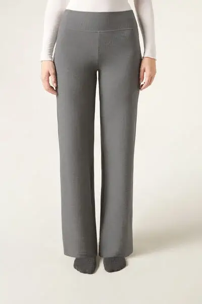 Pantaloni a Palazzo con Cashmere Donna Grigio